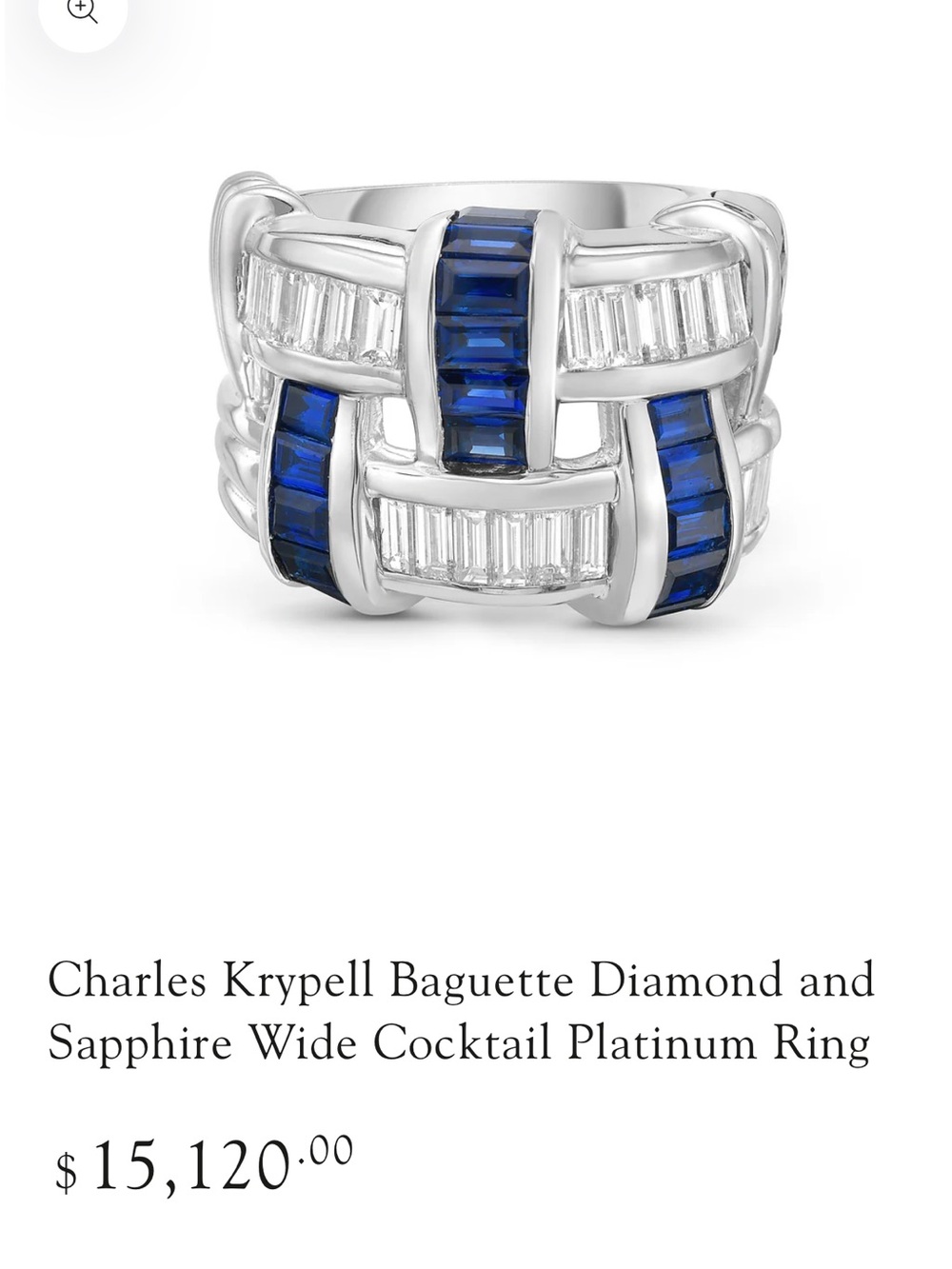 Vintage 14K White Gold Diamond & blue Sapphire Wide Band Ring Size 6